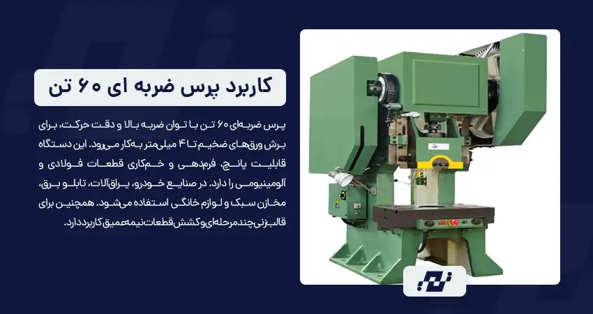 کاربردهای دستگاه پرس ضربه ای ۶۰ تن